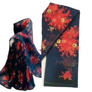 คอลเลคชั่นผ้าส่าหรีอินเดียใหม่ล่าสุดจาก RN New Designer ผ้าส่าหรีจอร์เจตต์พิมพ์ลายดอกไม้สวยงาม แห้งเร็ว คุณภาพเยี่ยม พร้อมเสื้อคลุมลำลองสำหรับฤดูร้อน - Product Image 1