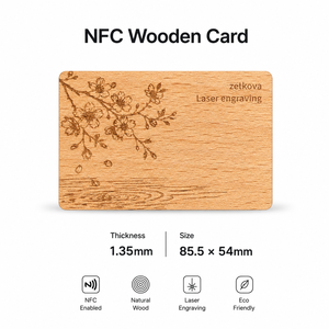 Tarjeta de Visita NFC Personalizada CALA de Madera de Zelkova, NTAG213 85.5x54mm, para Reseñas de Google y Redes Sociales - Product Image 2