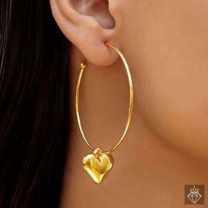 PRAO Anti-Tarnish Golden Heart <b>Hoops</b> <b>Fashion</b> <b>Earings</b> with Premium Anti-Tarnish Finish - Product Image 4