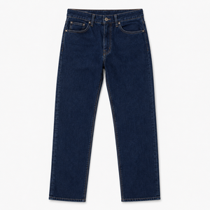 Jean en denim décontracté pour homme grande taille, coupe droite, poids moyen, délavé, couleur unie, coupe classique, logo à la taille, taille mi-haute - Product Image 2