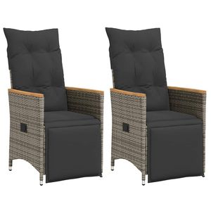 Ensemble de 2 chaises longues de jardin grises inclinables, chaises d'extérieur confortables - Product Image 1