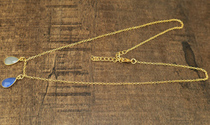 Collar de Calcedonia Natural con Diseño Único, Chapado en Oro de 22K, Forma de Pera, Joyería Delicada Hecha a Mano para Mujer, Venta al Por Mayor - Product Image 2