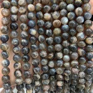 Perles de pierre de soleil gris foncé, perles rondes naturelles en pierre précieuse, pour la fabrication de bijoux, artisanat DIY - Product Image 5