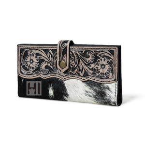 Women's Trending Western Style Genuine Cowhide Leather <b>Wallet</b> with Flap Open Design Logo Magnet RFID Protection for <b>Card</b> <b>Holders</b> - Product Image 2
