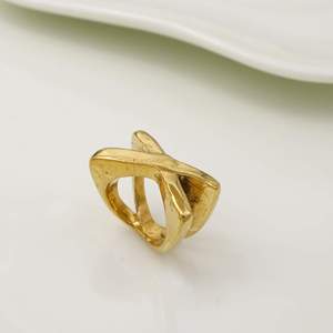 Geometric <b>Gold</b> Plated Brass <b>Cocktail</b> Ring Modern Style Unisex Fashion Jewelry Daily Wear Party <b>Accessory</b> - Product Image 1