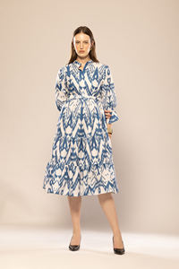 Vestido Elegante de Alta Calidad para Mujer, Estampado Abstracto Blanco y Azul, Vestido de Fiesta Formal, Vestido de Noche para Ocasiones Especiales - Product Image 2