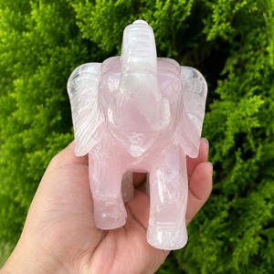 Hand Carved Rose Quartz <b>Elephant</b> Statue 4.5 Inch Natural Pink Crystal <b>Elephant</b> Lucky Home <b>Decor</b> Feng Shui Gift - Product Image 1