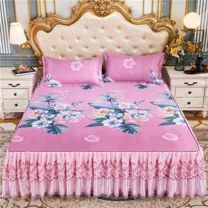 High 100% Cotton Floral Fitted <b>Bed</b> Sheet <b>Cover</b> Lace <b>Bed</b> Skirt Wedding Housewarming Bedding Bedspread Mattress <b>Cover</b> Wholesale - Product Image 6
