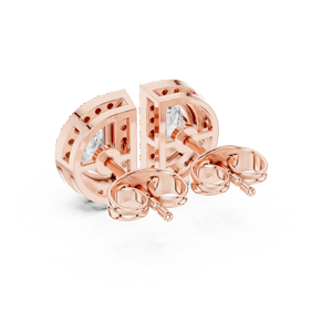 Purecarat Yellow Gold Half <b>Moon</b> Diamond Halo Stud <b>Earrings</b> Elegant Diamond Jewelry - Product Image 5