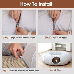 Tunnel per Gatti da Interno con Tessuto Rinfrescante, Design Flessibile, Pieghevole e Interattivo, con Palla Sospesa, Tappetino Morbido Centrale - Product Image 5