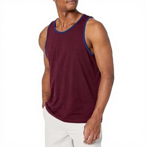 Camiseta sin Mangas para Hombre Ever Glow, Color Sólido, Tejida, Ecológica, Transpirable, Talla Grande, Poliéster/Algodón, Cuello Redondo, Casual, Color Granate - Product Image 1