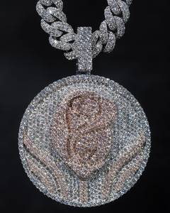 Pendentif Fleur Moissanite VVS Iced Out en Argent 925 Bicolore, Testeur de Diamant Inclus, Bijou Hip Hop pour Rappeur, Idéal Cadeau d'Anniversaire - Product Image 3