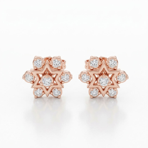 Rose Gold Tone Lab Diamond Luxury Gold Plated Stud <b>Earrings</b> Star <b>of</b> David Floral Ear Jewelry for Wedding Party Gift - Product Image 1