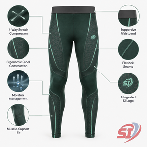 <b>Men</b>’s Gym <b>Compression</b> <b>Leggings</b> Custom Hex Print Running Fitness Tights Quick Dry Breathable OEM Wholesale Emerald Stealth - Product Image 4