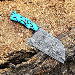 Cuchillo de carnicero serbio de acero de Damasco forjado de alta resistencia, ambidiestro, con mango ergonómico de resina, cortador de carne, cuchillos modernos OEM - Product Image 3