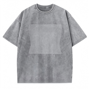 T-shirt Homme Oversize en Coton Délavé à l'Acide, Col Rond, Style Vintage Streetwear Décontracté, Tendance du Marché Américain - Product Image 1