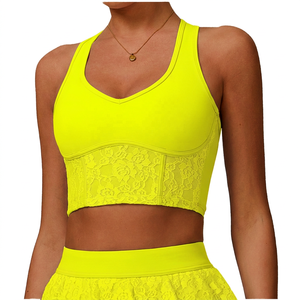 Women's Light Blue Sports Bra V-Neck Medium <b>Support</b> Breathable Seamless <b>Athletic</b> Top - Product Image 4