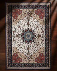 Tapis moderne à motif floral en polyester à poils ras, facile à nettoyer, antidérapant, lavable en machine, pour salon et chambre à coucher - Product Image 4