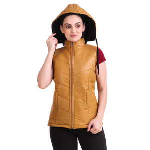 Gilet matelassé imperméable pour femme, rembourré en coton, avec fermeture éclair sur le devant, sans manches, vêtement d'extérieur isolant pour l'hiver - Product Image 4