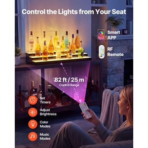 LED Lighted 3-Tier 40-Inch Acrylic Home <b>Bar</b> <b>Shelf</b> Display RF Remote App Control Illuminated Liquor Bottle Display - Product Image 5