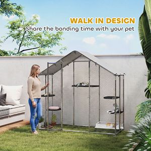 Grande Recinto Esterno per Gatti con Copertura Impermeabile, 5 Piattaforme Regolabili e Amaca - Casette e Mobili per Animali Domestici - Product Image 4