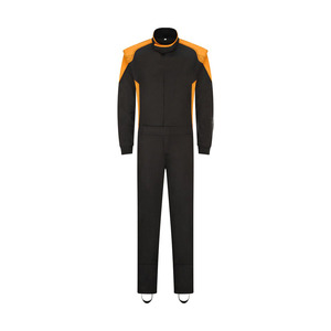 Combinaison de course moto homme gris-orange à manches longues, color-block, respirante, toutes saisons - Product Image 6