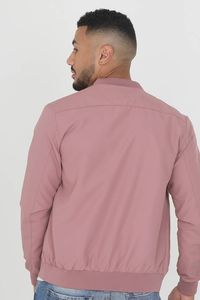 Chaqueta Bomber Personalizada para Hombre con Logotipo Frontal, Bordado Chenille Rosa y Azul, Impresión por Transferencia de Calor, Resistente al Viento, Transpirable, de Poliéster - Product Image 2