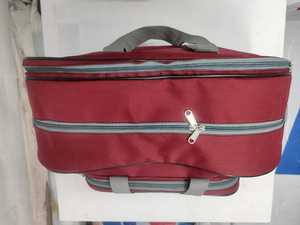 Large Maroon Casual Foldable Polyester <b>Travel</b> <b>Duffel</b> <b>Bag</b> with Front Zipper Pocket Dual Carry Handles and Durable Fabric - Product Image 3