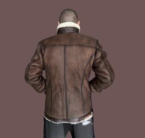 Genuine <b>Sheepskin</b> Bomber <b>Jacket</b> <b>Men</b> Classic Aviator Style Waterproof Breathable Windproof Warm Winter Leather Outerwear Vintage - Product Image 4