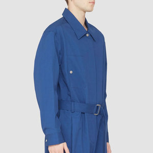 Customized Logo Printed Unisex Blue Long Sleeve Coveralls <b>With</b> Belt And Chest <b>Pocket</b> - Product Image 3