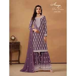 Los vestidos largos de seda para adultos más preferidos, trajes Salwar, vestidos Anarkali, secuencia dibujada a mano, lanzamiento cosido, indio pakistaní - Product Image 1