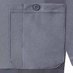 Camisa Casual de Seguridad para Hombre, Gris, con Estampado Reflectante, Manga Corta, Secado Rápido, Transpirable, 100% Poliéster, Tela Dobby, Cuello Alto - Product Image 5