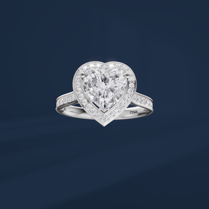Anillo de Compromiso de Platino para Mujer con Diamante de Corte Brillante en Forma de Corazón de 2 Quilates, Estilo Clásico con Halo y Diamantes Laterales, Certificado por GIA - Product Image 2