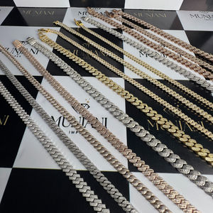 Collier Chaîne Cubaine Hip Hop Tendance Certifié IGI avec Diamants Taille Baguette pour Homme, Plaqué Or, Chaînes Fines, Cadeau - Product Image 3