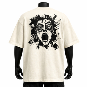 T-shirt formel tricoté 100 % coton beige surdimensionné pour homme, personnalisé, écologique, avec imprimé lettres minimaliste, coupe ample, anti-UV, vente en gros - Product Image 4