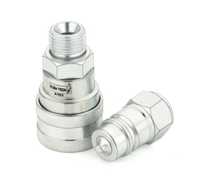 Hydraulic quick connect coupling with hexagonal grip knurled surface external threading durable industrial fluid transfer - Product Image 2