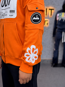 LATEST Fashion <b>Orange</b> Zipper <b>Hoodie</b> <b>Men</b> Oversized Streetwear Fleece Cotton Breathable Print Hooded Sweatshirt Autumn Style - Product Image 4