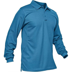 <b>Blue</b> Color Men Custom Long Sleeve <b>Polo</b> <b>Shirt</b> Soft Breathable Material Outdoor Adventure Vacation Casual Streetwear Clothing - Product Image 4