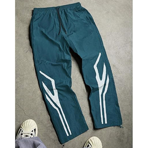 กางเกงไนลอนเอวยางยืดสำหรับผู้ชายกางเกงวอร์มขาตรงแบบลำลอง - Product Image 5