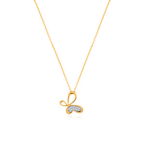 Pendentif papillon en or jaune 18 carats avec accents de diamants cultivés en laboratoire, bijoux tendance pour femmes à porter au quotidien, 5,83 g - Product Image 1