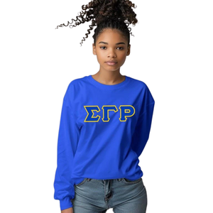 เสื้อยืดแขนยาวพิมพ์ลายตัวอักษร Sigma Gamma Rho สำหรับผู้หญิง เสื้อยืดคอกลมสไตล์กรีก สำหรับชมรมนักศึกษา  เสื้อผ้าลำลองแนวสตรีทแวร์  รับทำโลโก้ตามสั่ง ขายส่ง - Product Image 1