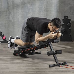 <b>Foldable</b> Home Gym System <b>Workout</b> <b>Bench</b> and Abdominal Cruncher with Resistance Bands for Ab Exercises - Product Image 1