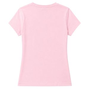 T-shirt rose à manches courtes et col rond pour adolescentes avec motif en strass, idéal pour l'école, le quotidien et le streetwear, vêtement confortable. - Product Image 2