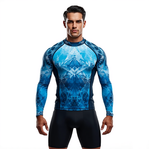 Men Sublimation <b>Long</b> <b>Sleeve</b> Compression Rash Guard Swim Shirt - Product Image 1