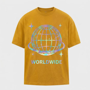 Camiseta de Algodón con Estampado Reflectante Gráfico para Hombre, Camiseta Oversize de Estilo Urbano, Tela Suave, Ropa Casual Elegante para Cada Temporada - Product Image 1