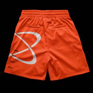 กางเกงขาสั้นผ้าตาข่ายโพลีเอสเตอร์ 100% แบบกำหนดเองสำหรับผู้ชาย กางเกงวิ่งออกกำลังกาย กางเกงลำลองสีส้ม กางเกงชายหาด กางเกงบอร์ดชอร์ตสำหรับฤดูร้อน - Product Image 2