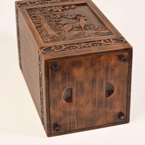 Wooden Cremation Urn for Human Bone Ashes Decorative <b>Box</b> Funeral Urns for Adult Male & Female in a Satin Bag - Product Image 4