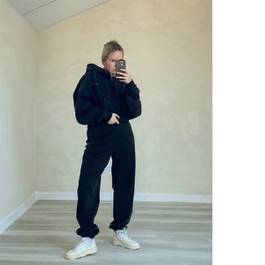 Heavyweight Fleece <b>Baggy</b> Sweatpants Crop Oversize Sweatshirts <b>Women</b> <b>Jogger</b> Fitness Wear Trouser Pajama Ladies Crop Tracksuits - Product Image 3