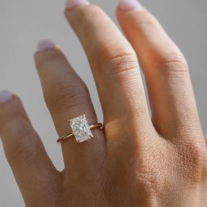 IGI Certified Radiant Cut Lab <b>Diamond</b> <b>Ring</b>, Radiant Lab Grown Engagement <b>Ring</b>, 14k Gold Radiant Wedding <b>Ring</b>, Low Setting <b>Ring</b> - Product Image 6