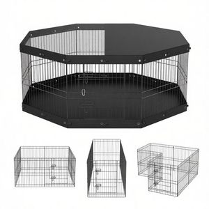 Recinto per Animali Domestici in Acciaio Impermeabile, Box Esterno con Cancello, Gabbia per Animali Domestici da Soggiorno con Chiusura a Bottone, Motivo Animale per Maiali - Product Image 3